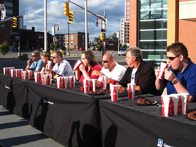 Meatloaf eating competition contestants