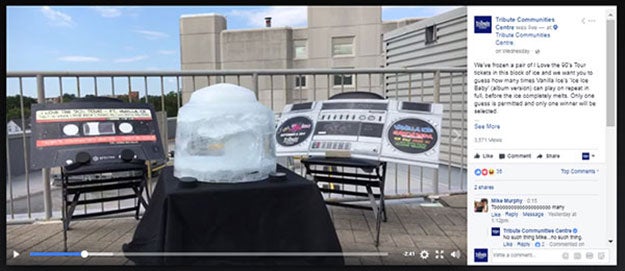 Ice block melting on table