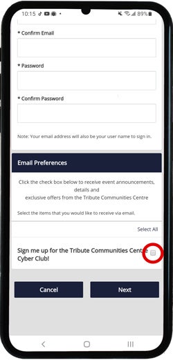 Screenshot from a Mobile Device