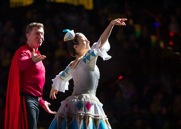 Simon from The Wiggles dancing with a ballerina